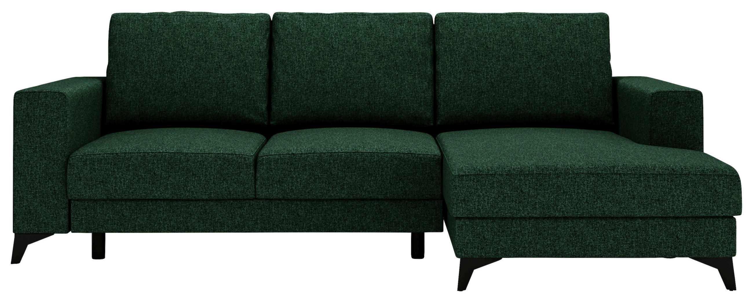 ECKSOFA in Flachgewebe Grün  244/156 cm  - Schwarz/Grün, Design, Textil/Metall (244/156cm) - Livetastic