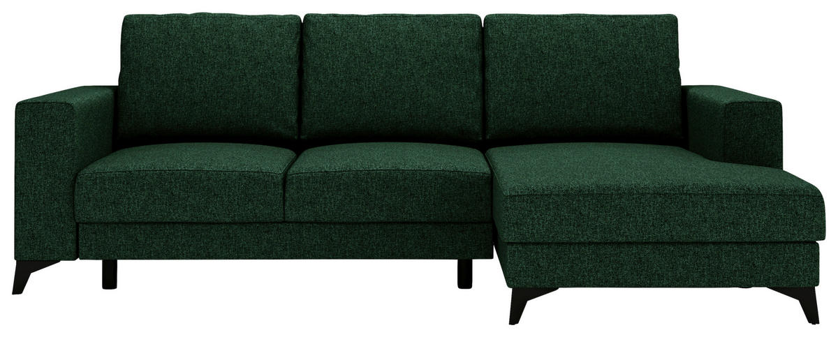 ECKSOFA in Flachgewebe Grün  - Schwarz/Grün, Design, Textil/Metall (244/156cm) - Livetastic