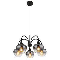 HÄNGELEUCHTE 55/120 cm    - Schwarz, Design, Glas/Textil (55/120cm) - Globo