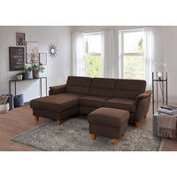 ECKSOFA in Mikrofaser Dunkelbraun  - Eichefarben/Dunkelbraun, Konventionell, Holz/Textil (163/244cm) - Sit & More