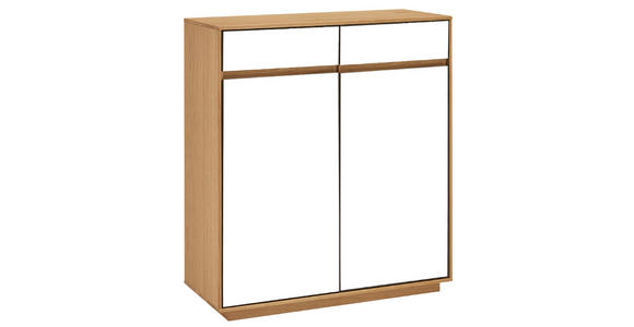SCHUHSCHRANK 86/103/37 cm  - Eichefarben/Weiß, Design, Holz/Holzwerkstoff (86/103/37cm) - Novel