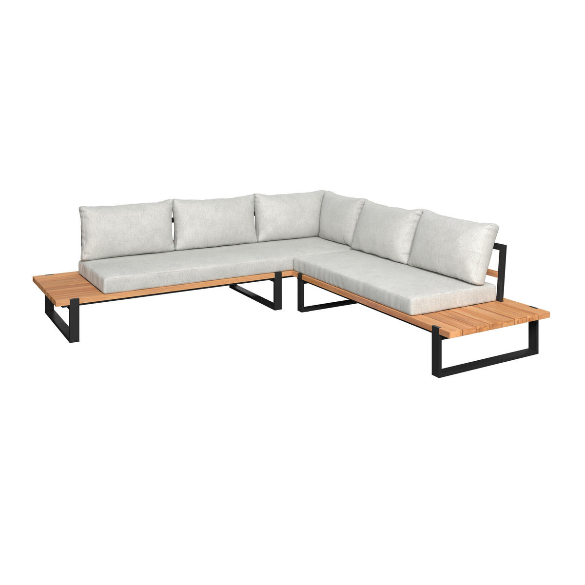 LOUNGEGARNITUR 3-teilig  253/254 cm  Teakholz Aluminium  - Schwarz/Teakfarben, MODERN, Holz/Textil (253/254cm) - Ambia Garden
