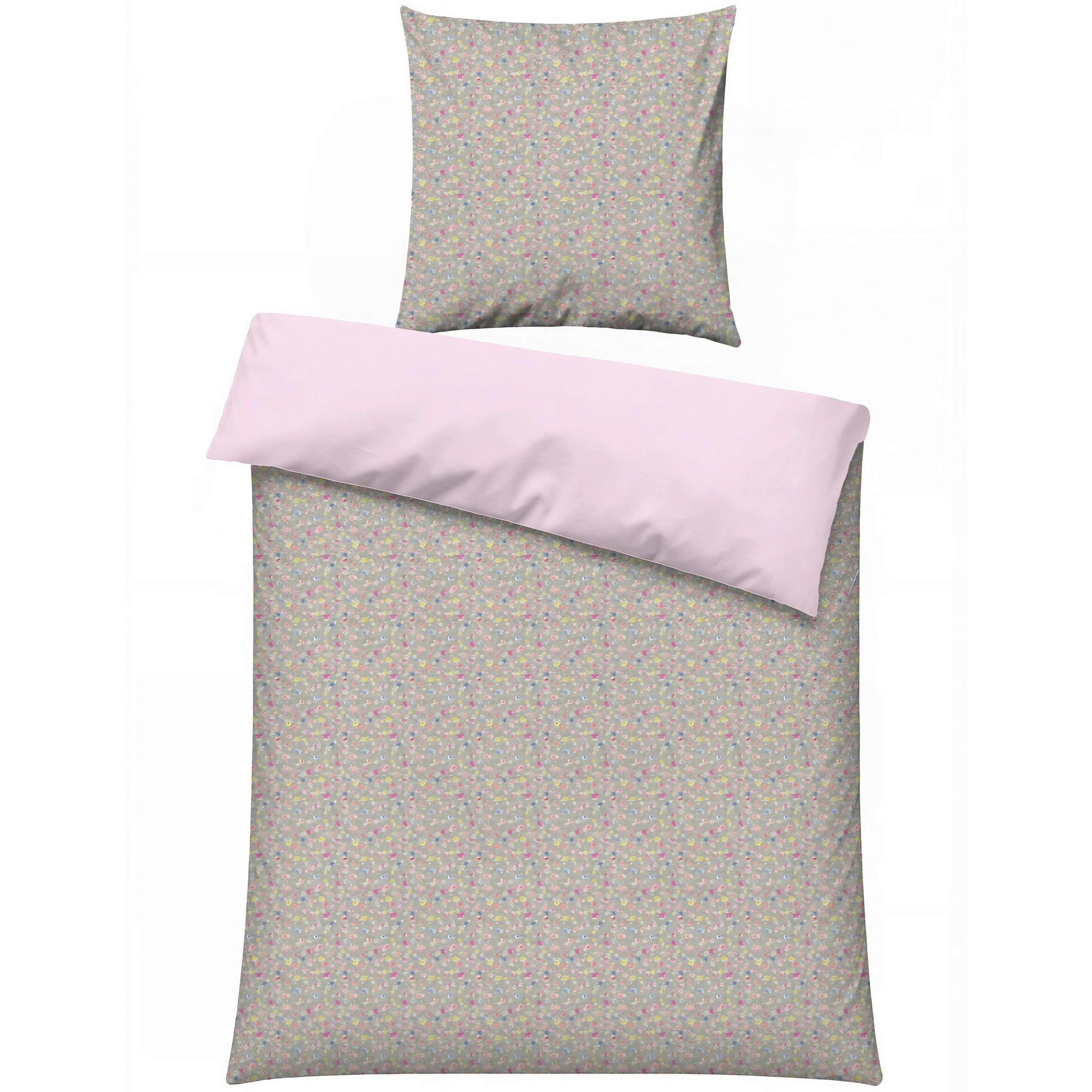 BETTWÄSCHE 135/200 cm  - Pink/Grau, Basics, Textil (135/200cm)