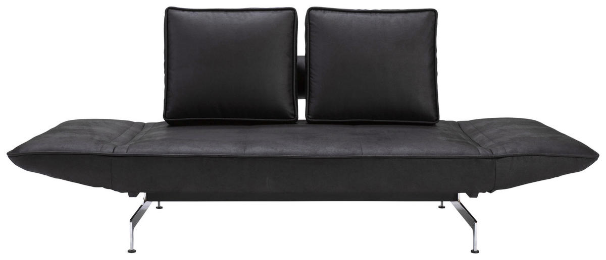 SCHLAFSOFA Lederlook Schwarz  - Chromfarben/Schwarz, Design, Textil/Metall (178/83/93cm) - Niels Andersson
