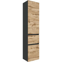 HOCHSCHRANK 40/180/35 cm  - Silberfarben/Eiche Wotan, Design, Holzwerkstoff/Kunststoff (40/180/35cm) - Held