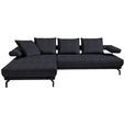 ECKSOFA Fino in Mikrofaser Dunkelblau  224/305 cm  - Schwarz/Dunkelblau, Design, Textil/Metall (224/305cm) - Dieter Knoll