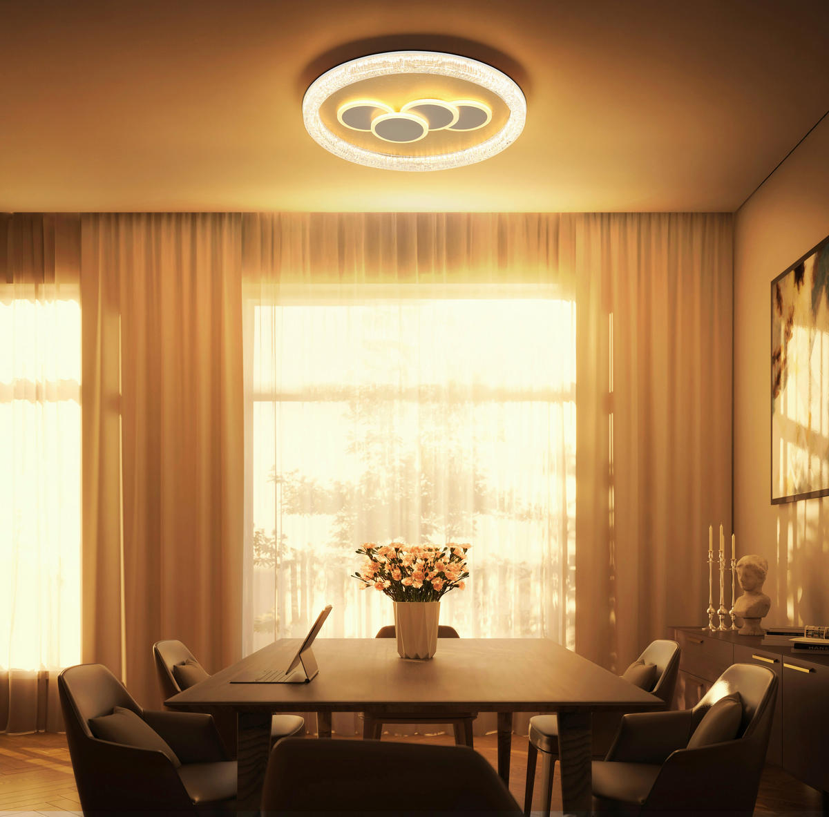 LED-DECKENLEUCHTE 49,5/7 cm   - Klar/Goldfarben, Design, Kunststoff/Metall (49,5/7cm) - Globo