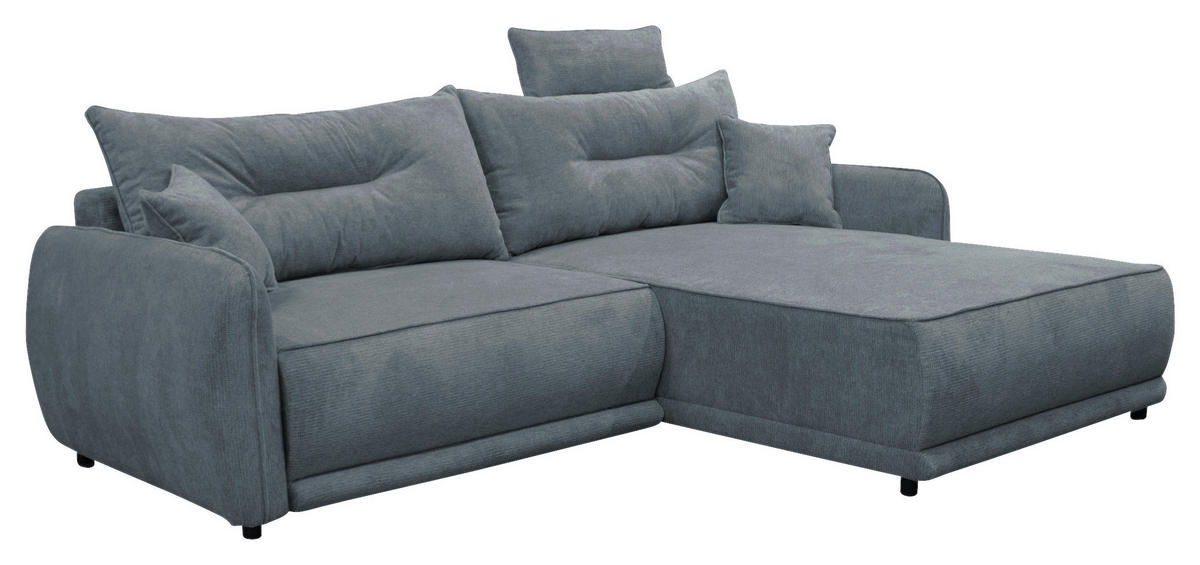 ECKSOFA in Struktur Blau  264/195 cm  - Blau/Beige, Design, Kunststoff/Textil (264/195cm) - MID.YOU