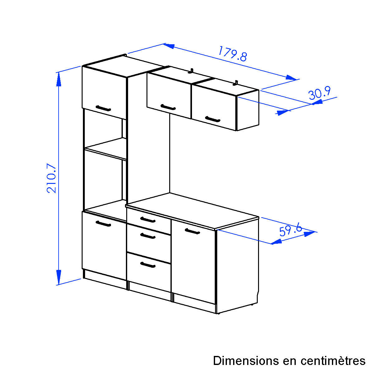 KÜCHENLEERBLOCK   in Beige, Beigebraun  - Beige/Beigebraun, Trend, Holzwerkstoff/Metall (180/211/60cm) - MID.YOU