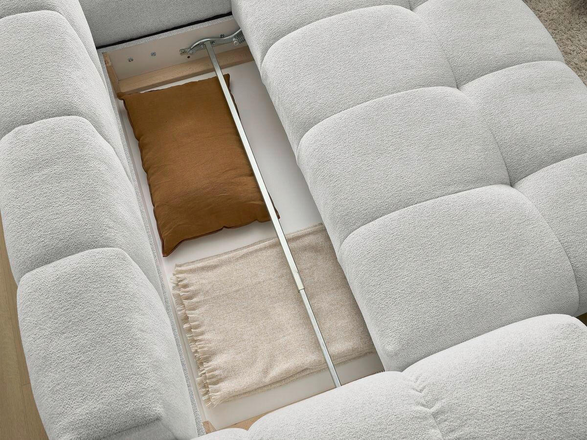 ECKSCHLAFSOFA EVEREST  mit Rücken echt, Armteil links, Armteil rechts Flachgewebe Hellgrau  - Hellgrau/Schwarz, MODERN, Kunststoff/Textil (320/212cm)