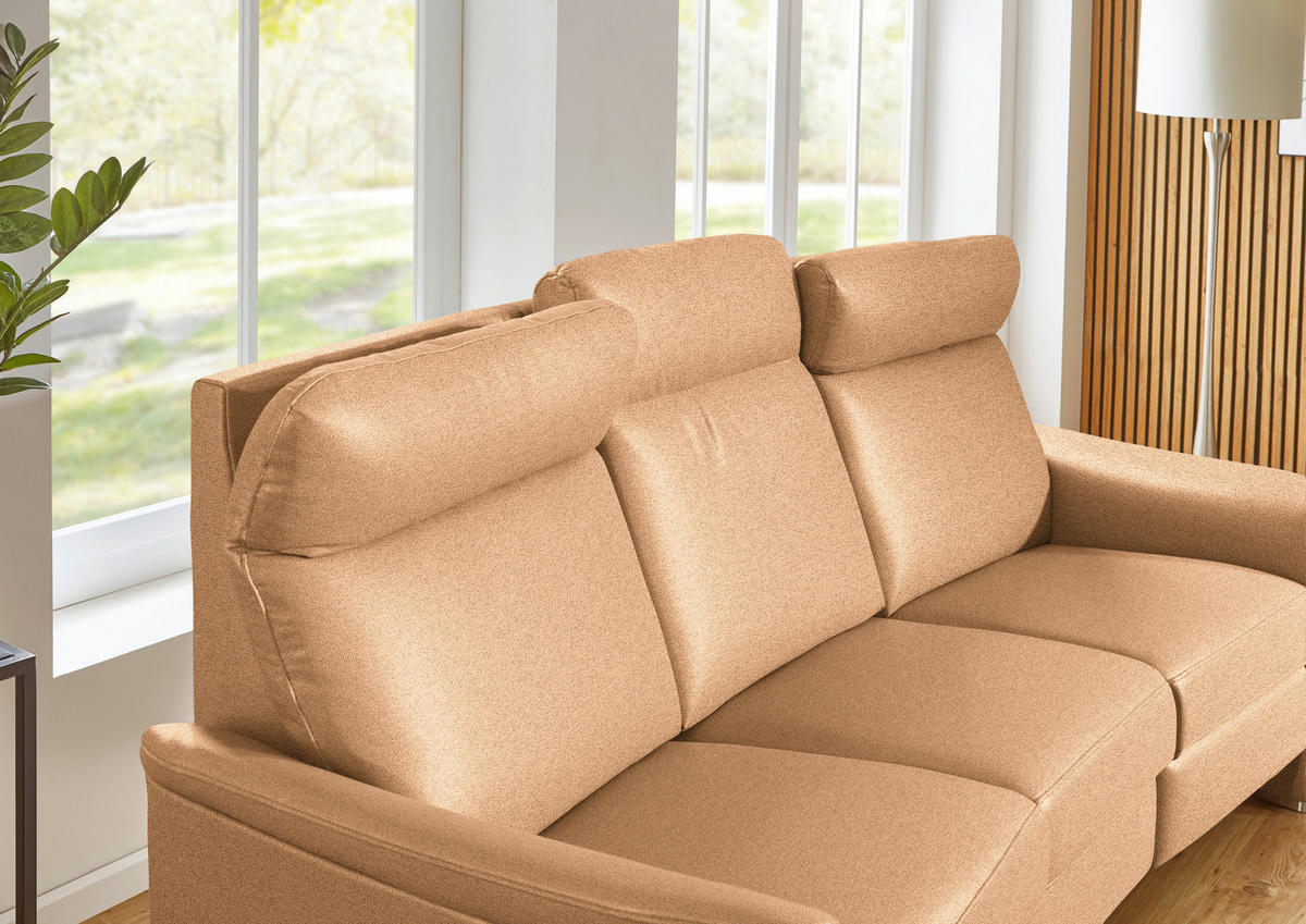 SITZGARNITUR  in Flachgewebe Gelb  - Gelb/Alufarben, KONVENTIONELL, Textil/Metall (218/156/107/103/95cm) - Beldomo Comfort