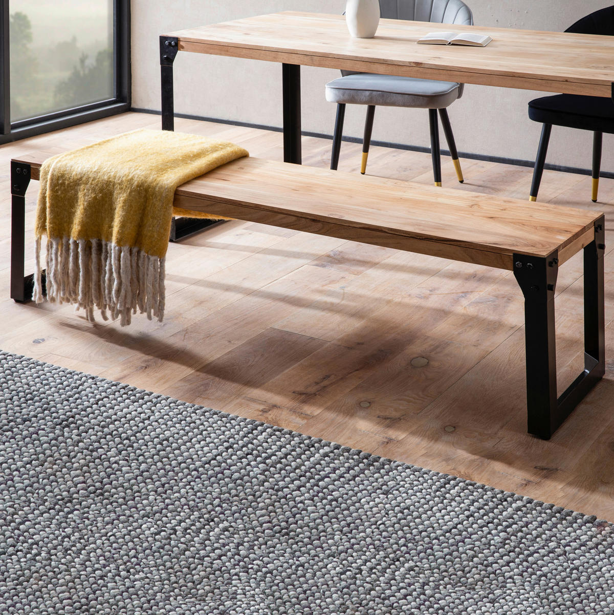 LAVICA, akácia, farba akácie - čierna/farba akácie, Design, kov/drevo (160/45/40cm) - MID.YOU
