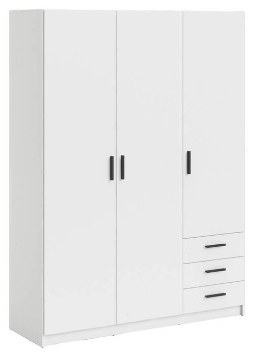 KLEIDERSCHRANK 147/200,4/49,8 cm 3-türig Weiß  - Schwarz/Weiß, Basics, Holzwerkstoff/Metall (147/200,4/49,8cm) - MID.YOU