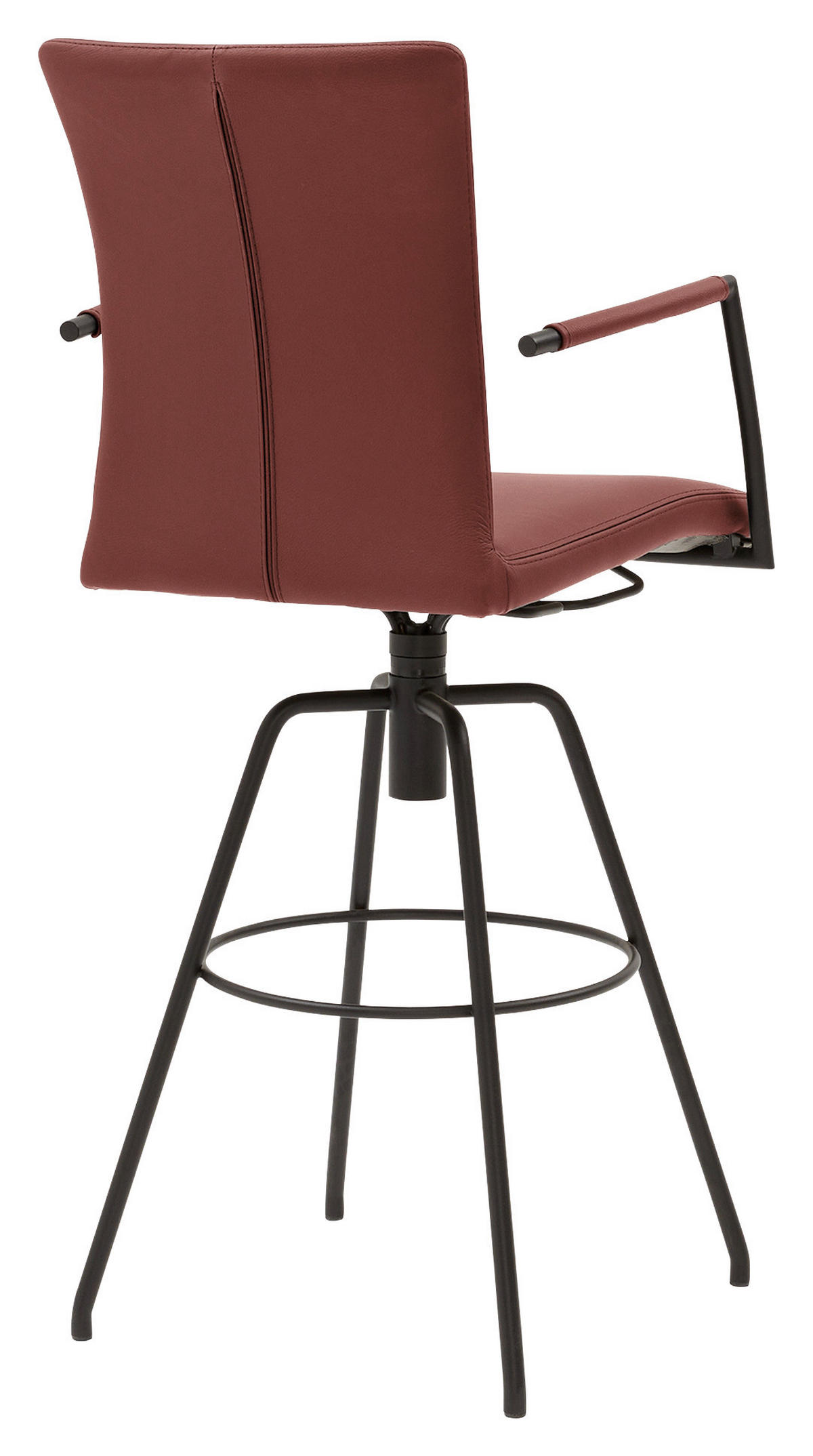 BARHOCKER Echtleder Rot Lederauswahl, Stoffauswahl, Typenauswahl, automatische Rückholfunktion  - Rot/Schwarz, Design, Leder/Metall (55/114/58cm) - Musterring