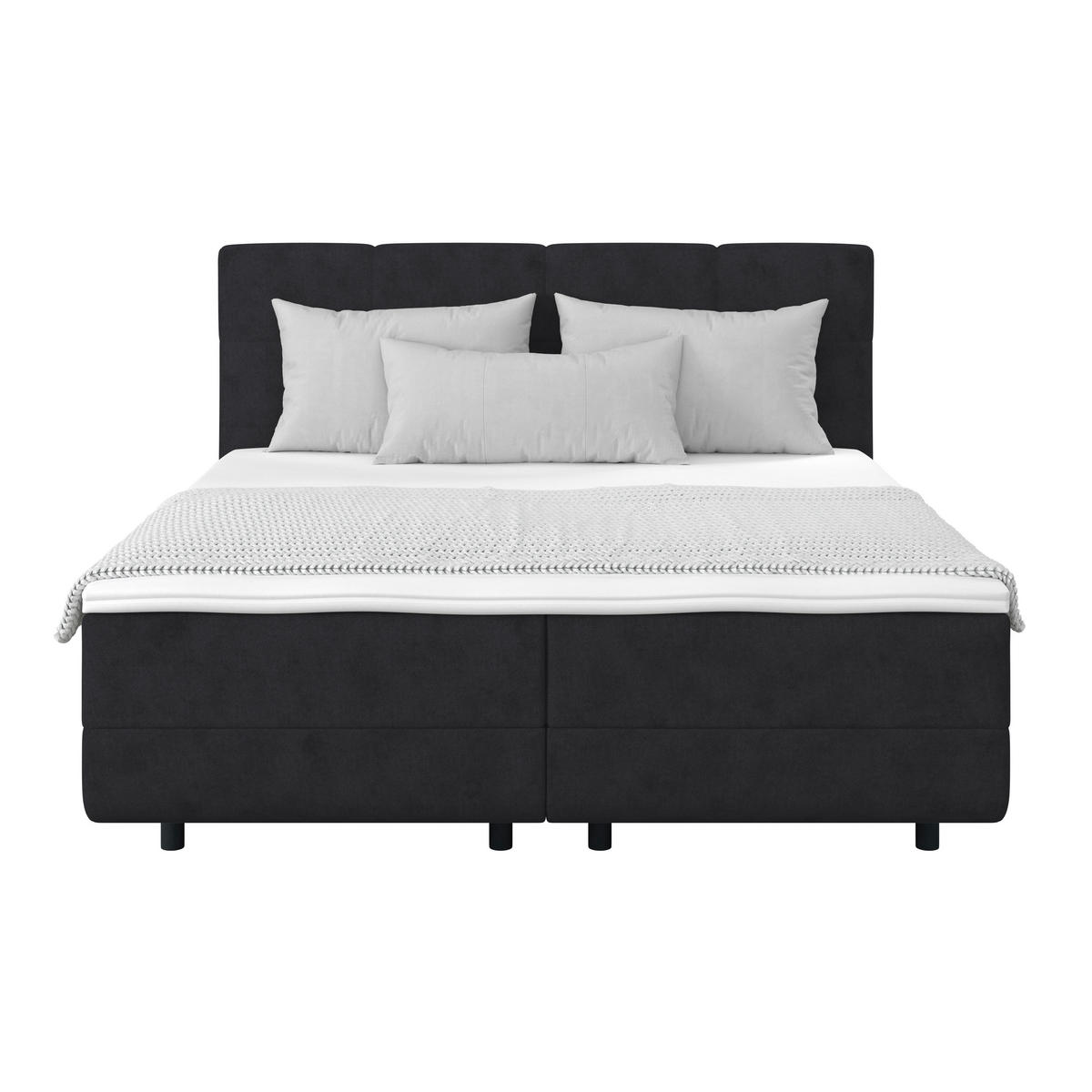 POLSTERBETT Bettkasten, Topper 180/200 cm  in Anthrazit  - Anthrazit/Schwarz, MODERN, Kunststoff/Textil (180/200cm) - MID.YOU