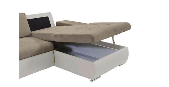ECKSOFA  in Flachgewebe Weiß, Beige  271/175 cm  - Beige/Weiß, Design, Kunststoff/Textil (271/175cm) - Xora