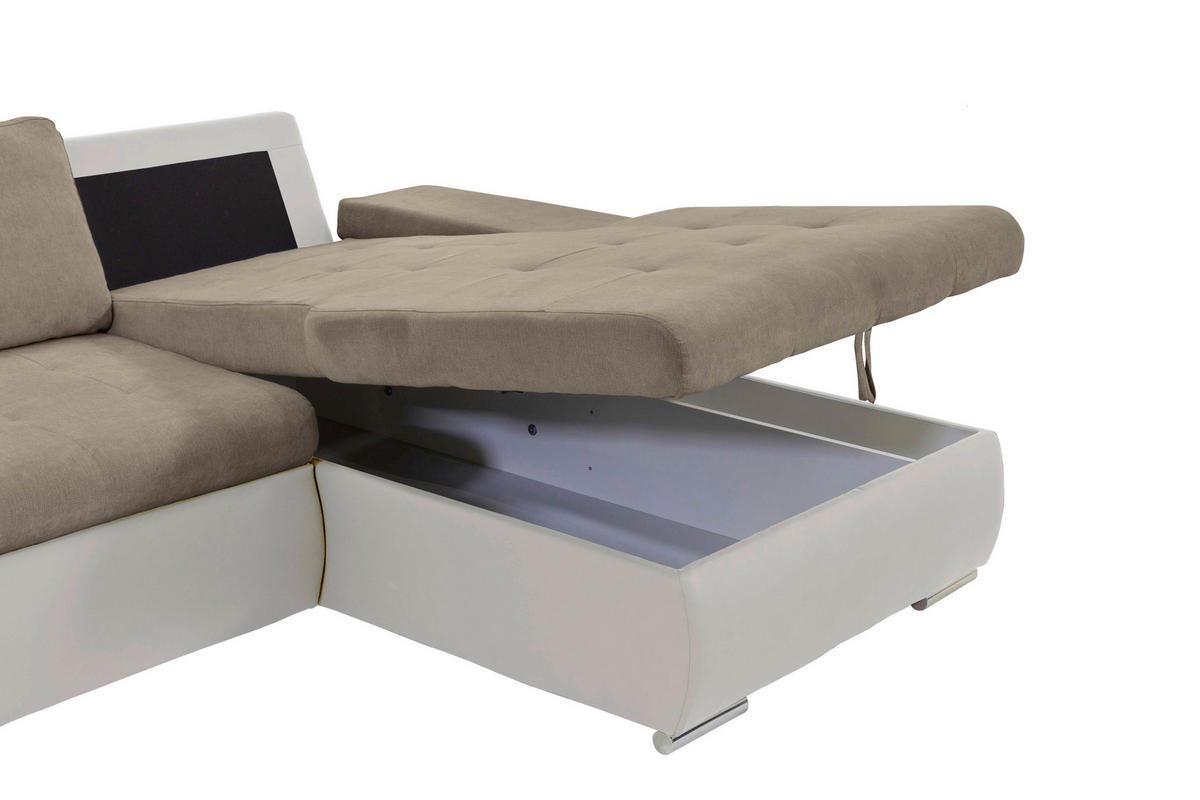 ECKSOFA JOY I -EXKLUSIV- TOP- - Beige/Weiß, Design, Kunststoff/Textil (271/175cm) - Xora