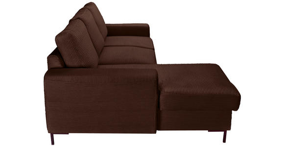 ECKSOFA Dunkelbraun Cord  - Dunkelbraun/Schwarz, KONVENTIONELL, Textil/Metall (150/240cm) - Carryhome