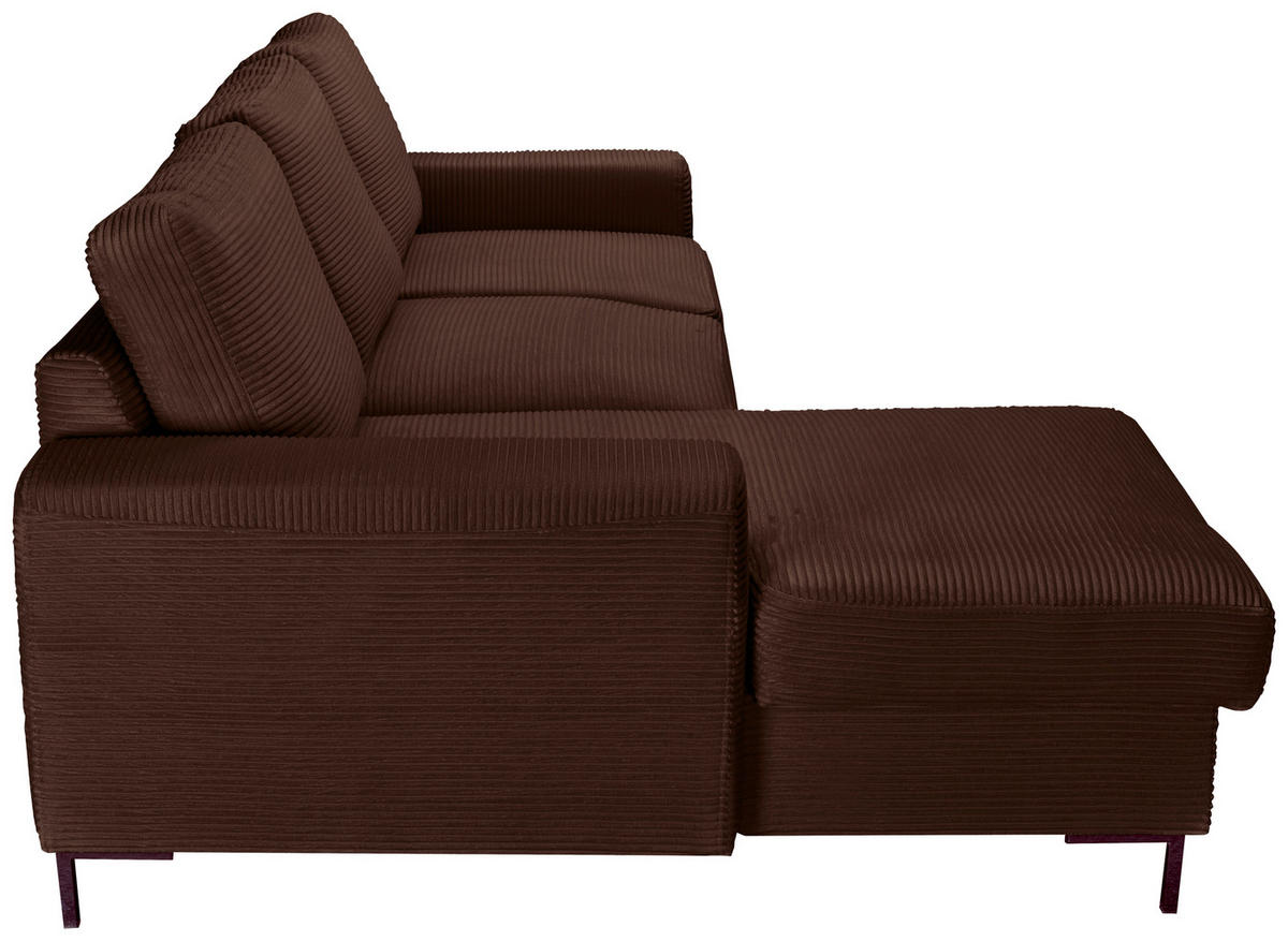ECKSOFA Dunkelbraun Cord  - Dunkelbraun/Schwarz, KONVENTIONELL, Textil/Metall (150/240cm) - Carryhome