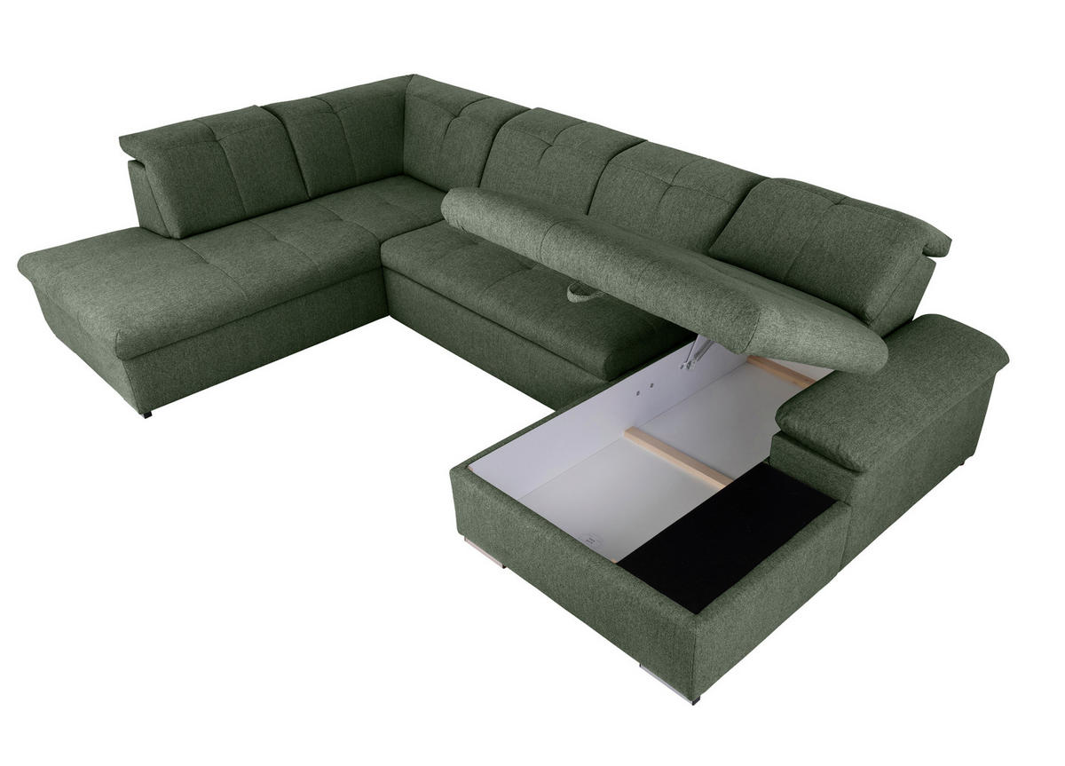 WOHNLANDSCHAFT in Grün  - Grau/Grün, Design, Textil/Metall (215/328/173cm) - MID.YOU