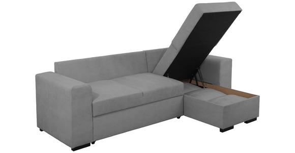 ECKSOFA in Webstoff Hellgrau  - Hellgrau/Schwarz, KONVENTIONELL, Kunststoff/Textil (243/155cm) - Carryhome