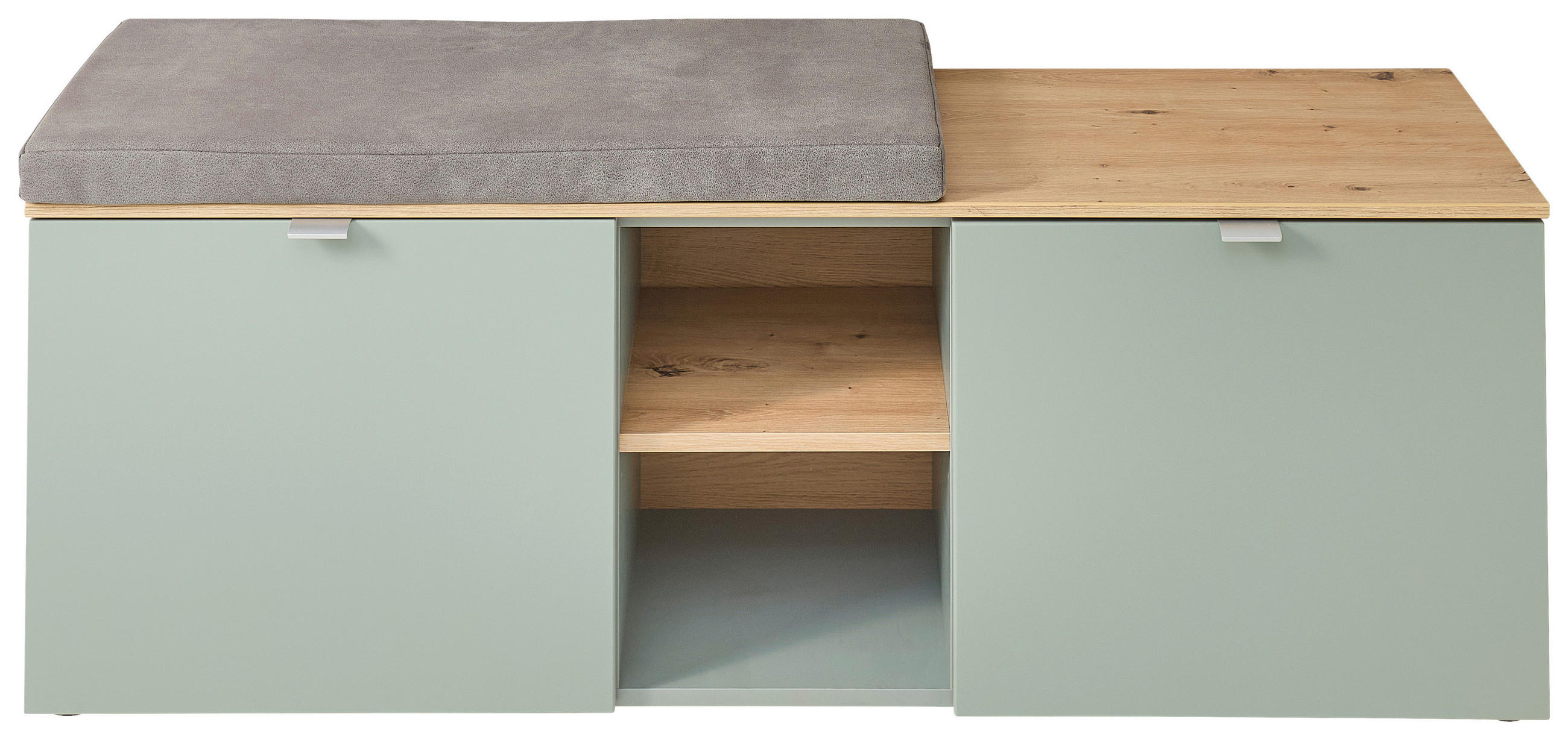 GARDEROBENBANK Bari  in 128/50/38 cm  - Salbeigrün/Silberfarben, Design, Kunststoff/Textil (128/50/38cm)