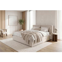 POLSTERBETT 140/200 cm,  in Beige, Lattenrost, Bettkasten,  - Beige/Schwarz, MODERN, Holz/Kunststoff (140/200cm) - MID.YOU
