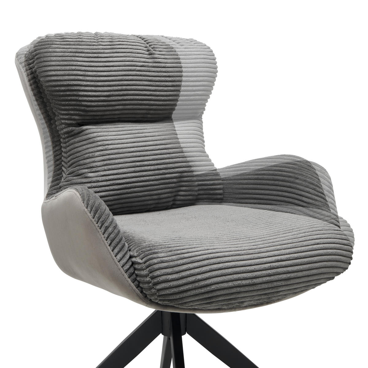 ARMLEHNSTUHL  in Eisen Cord  - Schwarz/Grau, LIFESTYLE, Textil/Metall (58/88/68cm) - MID.YOU