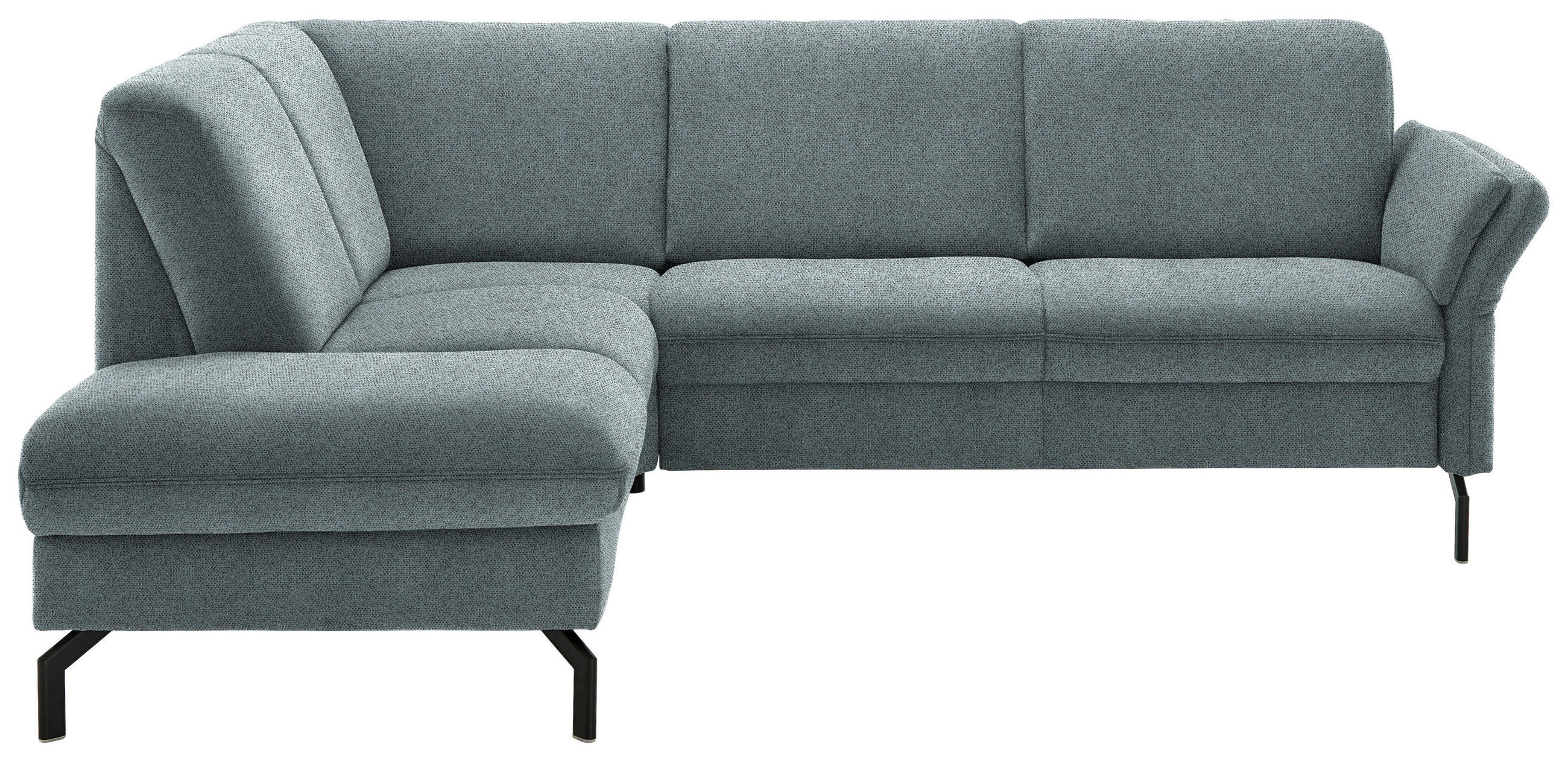 ECKSOFA in Flachgewebe Blaugrau  190/241 cm  - Blaugrau/Schwarz, KONVENTIONELL, Textil/Metall (190/241cm) - Beldomo Comfort