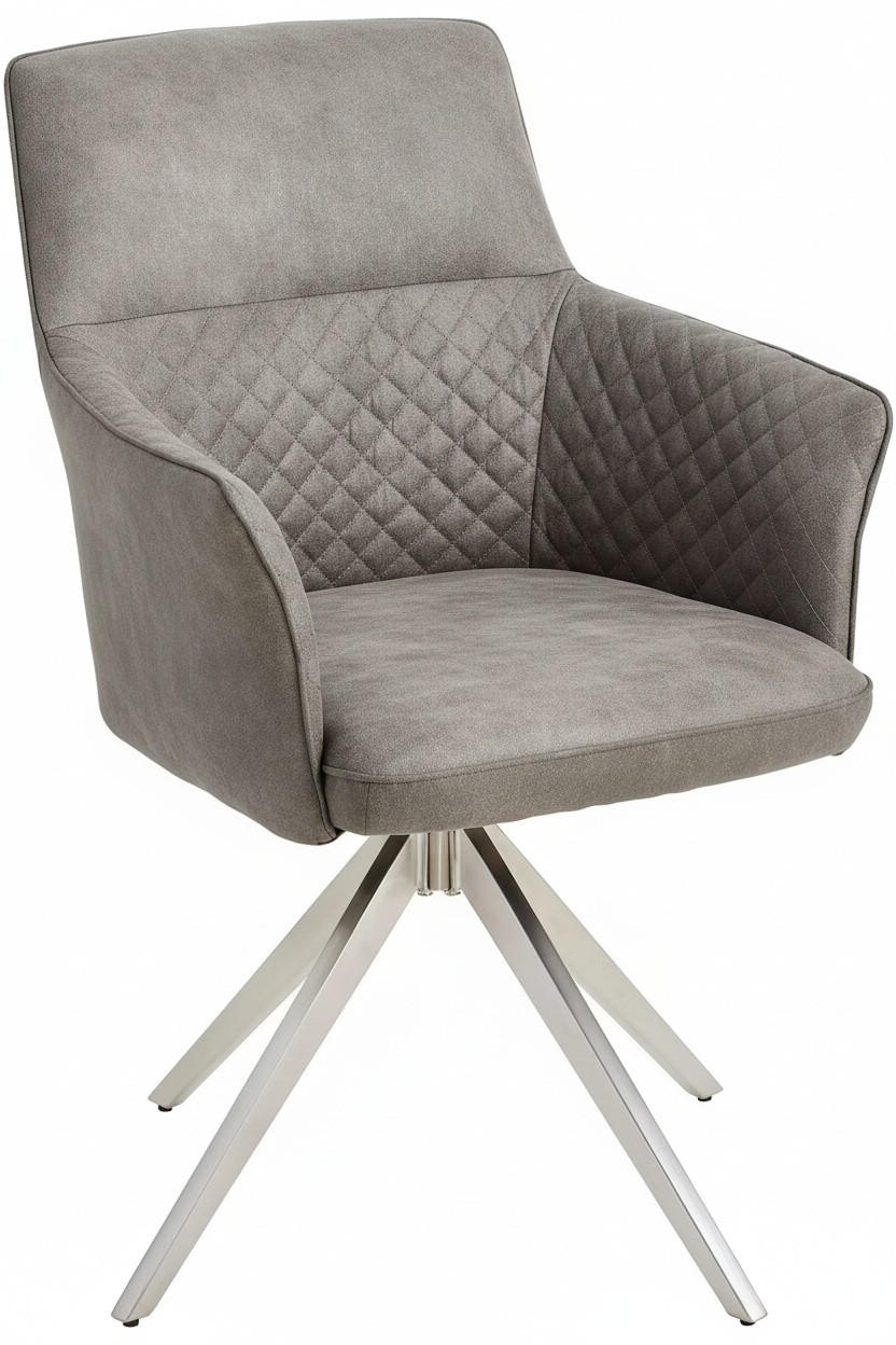 ARMLEHNSTUHL  in Edelstahl Mikrofaser  - Edelstahlfarben/Silberfarben, Basics, Textil/Metall (62/90/63cm) - MID.YOU