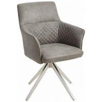 ARMLEHNSTUHL  in Edelstahl Mikrofaser  - Edelstahlfarben/Silberfarben, Basics, Textil/Metall (62/90/63cm) - MID.YOU