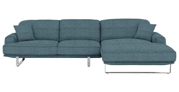 ECKSOFA Blau Webstoff  - Blau, Design, Textil/Metall (304/184cm) - Dieter Knoll