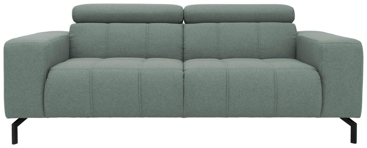 2-SITZER-SOFA  in Webstoff Hellblau  - Schwarz/Hellblau, Design, Textil/Metall (208/79/104cm) - MID.YOU