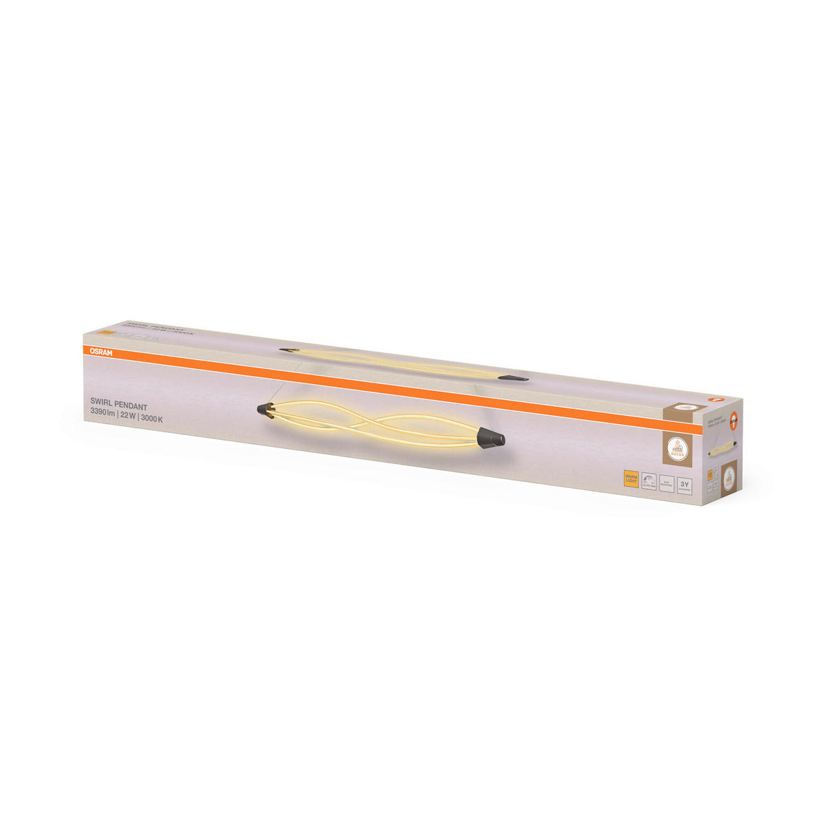 LED-HÄNGELEUCHTE 128.2/12.7/128.2 cm  - Dunkelgrau, Design, Kunststoff (128.2/12.7/128.2cm) - Osram