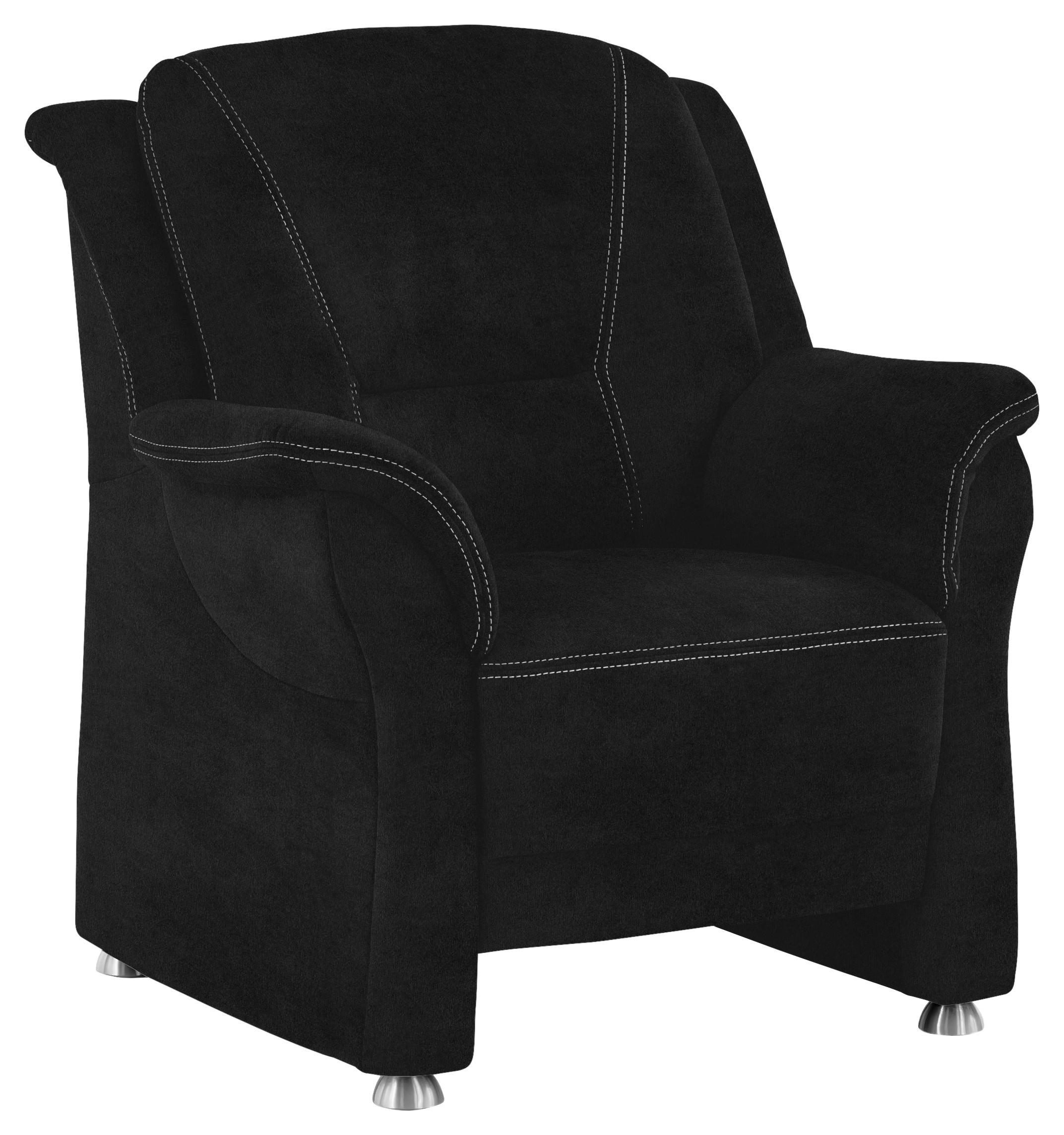 SESSEL in Mikrofaser Schwarz - Beige/Alufarben, KONVENTIONELL, Textil/Metall (90/100/89cm) - Beldomo Comfort