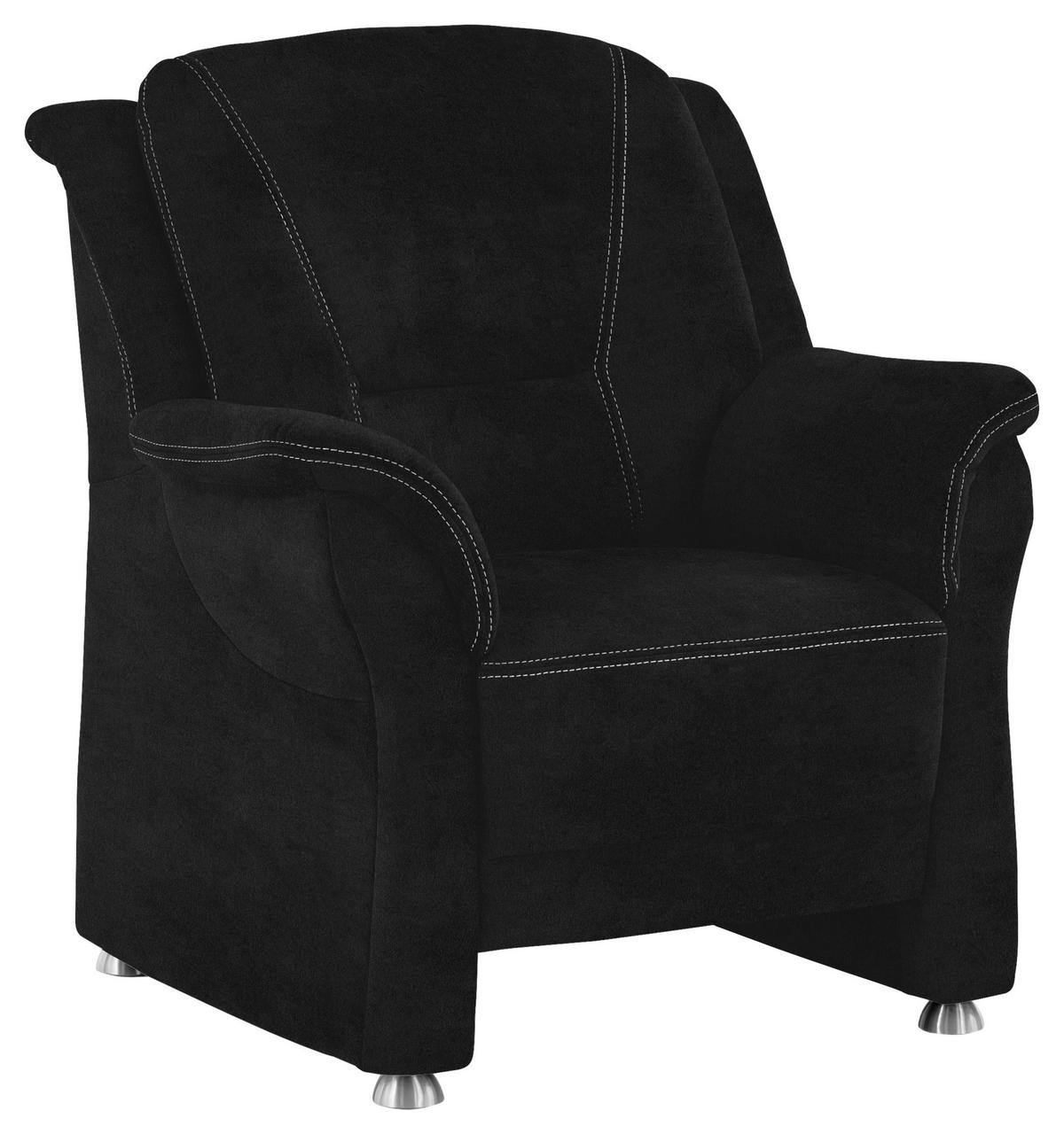 FAUTEUIL in Mikrofaser Schwarz  - Beige/Alufarben, Konventionell, Textil/Metall (90/100/89cm) - Beldomo Comfort