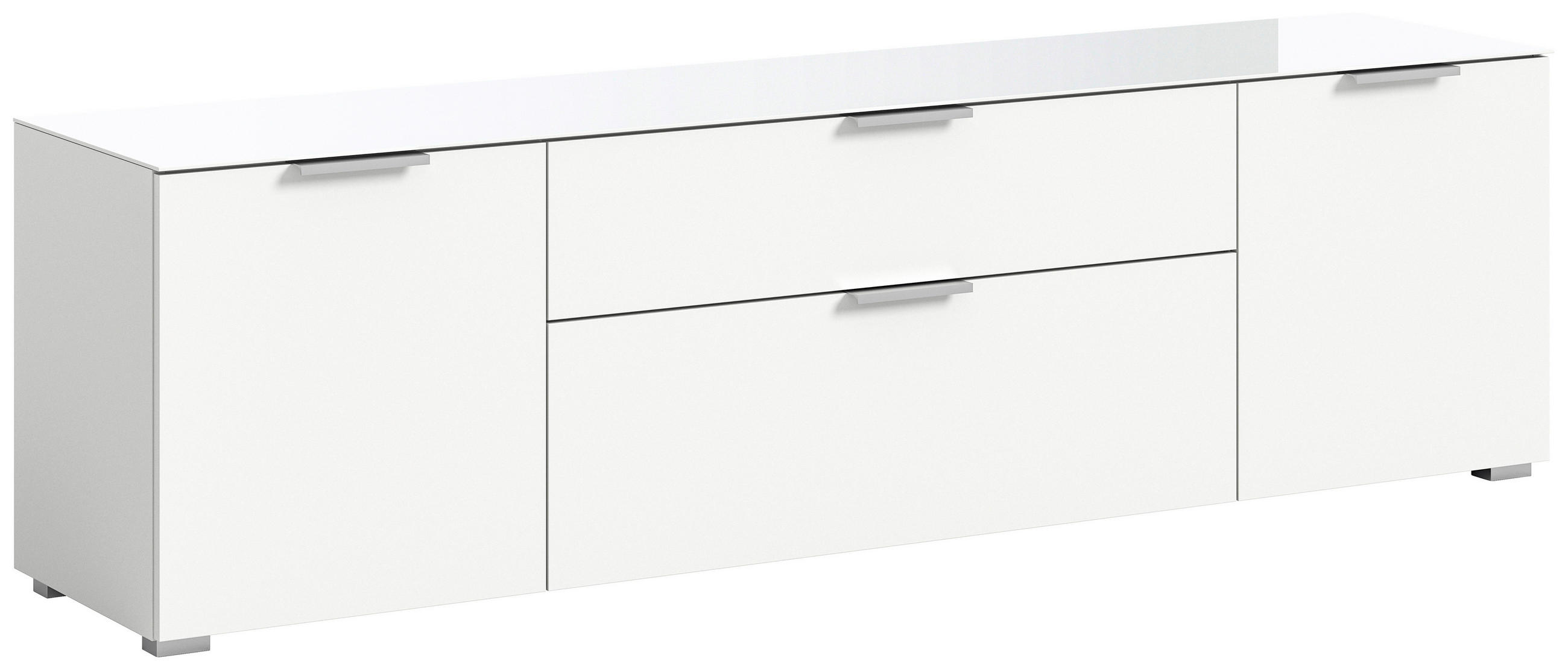 LOWBOARD  in 179/51/40 cm  - Silberfarben/Weiß, Design, Glas/Holzwerkstoff (179/51/40cm) - Livetastic