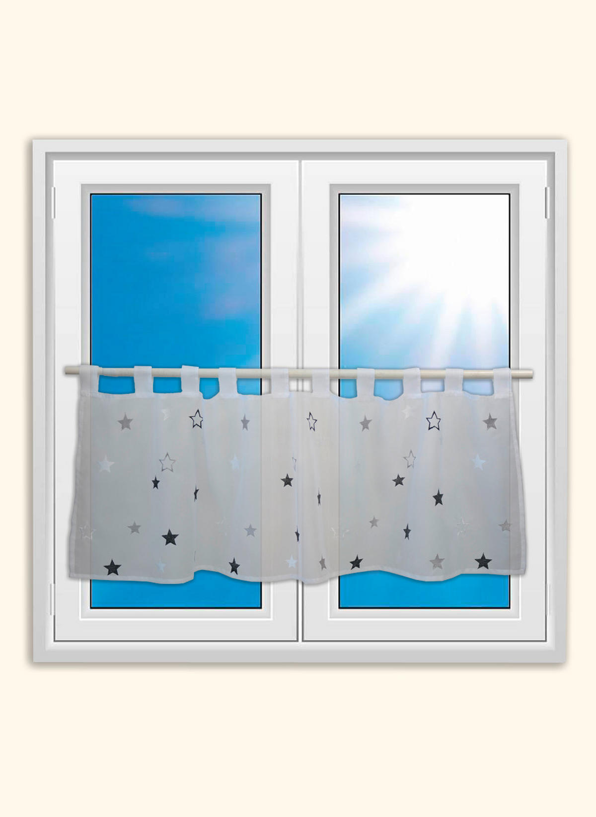 KURZGARDINE   140/48 cm   - Schwarz/Weiß, Design, Textil (140/48cm)