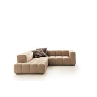 ECKSOFA in Echtleder Hellbraun  - Hellbraun/Schwarz, Design, Leder/Metall (255/244cm) - Emilio Belluti