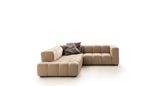 ECKSOFA in Echtleder Hellbraun 255/244 cm - Hellbraun/Schwarz, Design, Leder/Metall (255/244cm) - Emilio Belluti