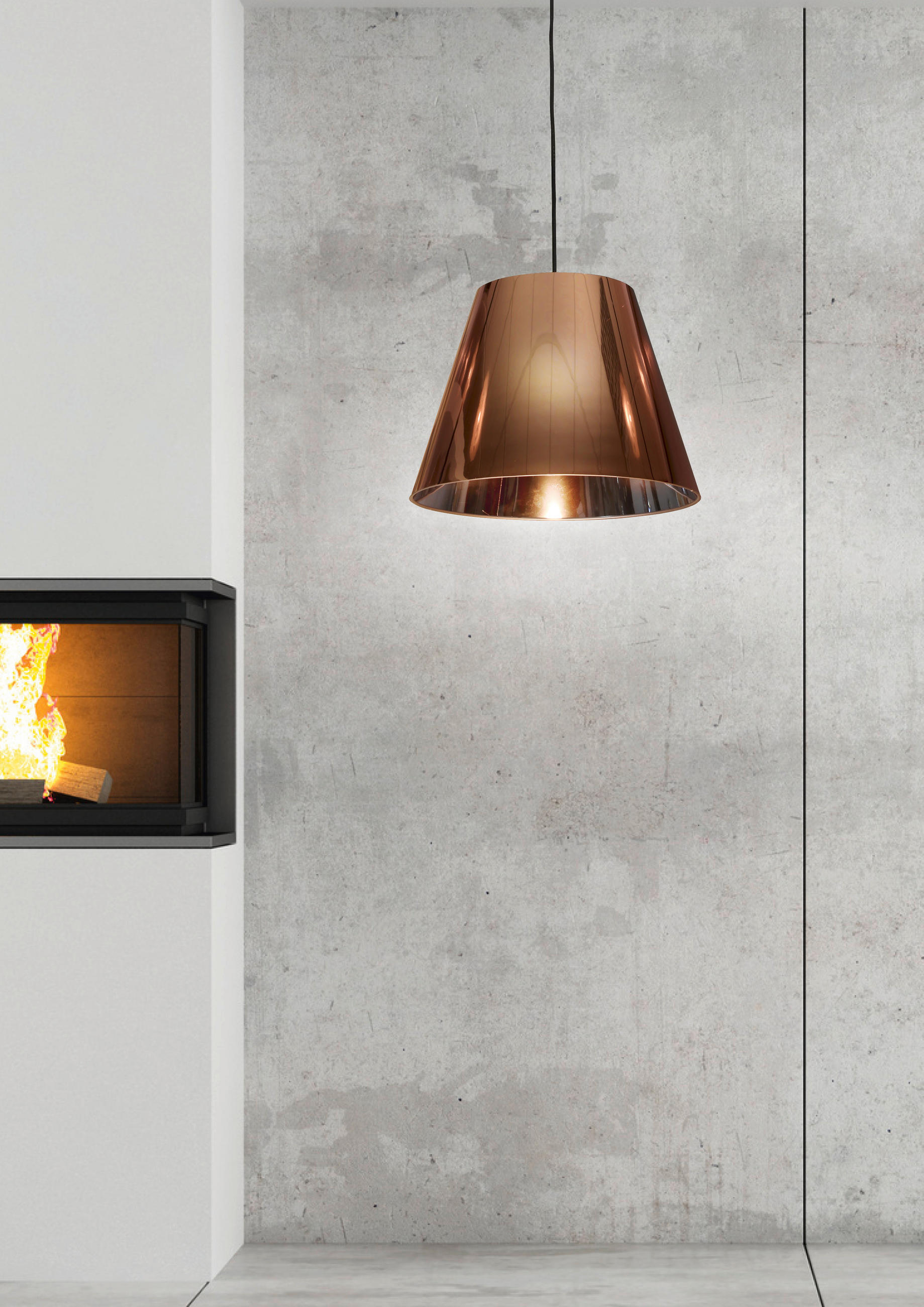 PENDELLEUCHTE Platino 35/35/100 cm   - Kupferfarben, Design, Metall (35/35/100cm)