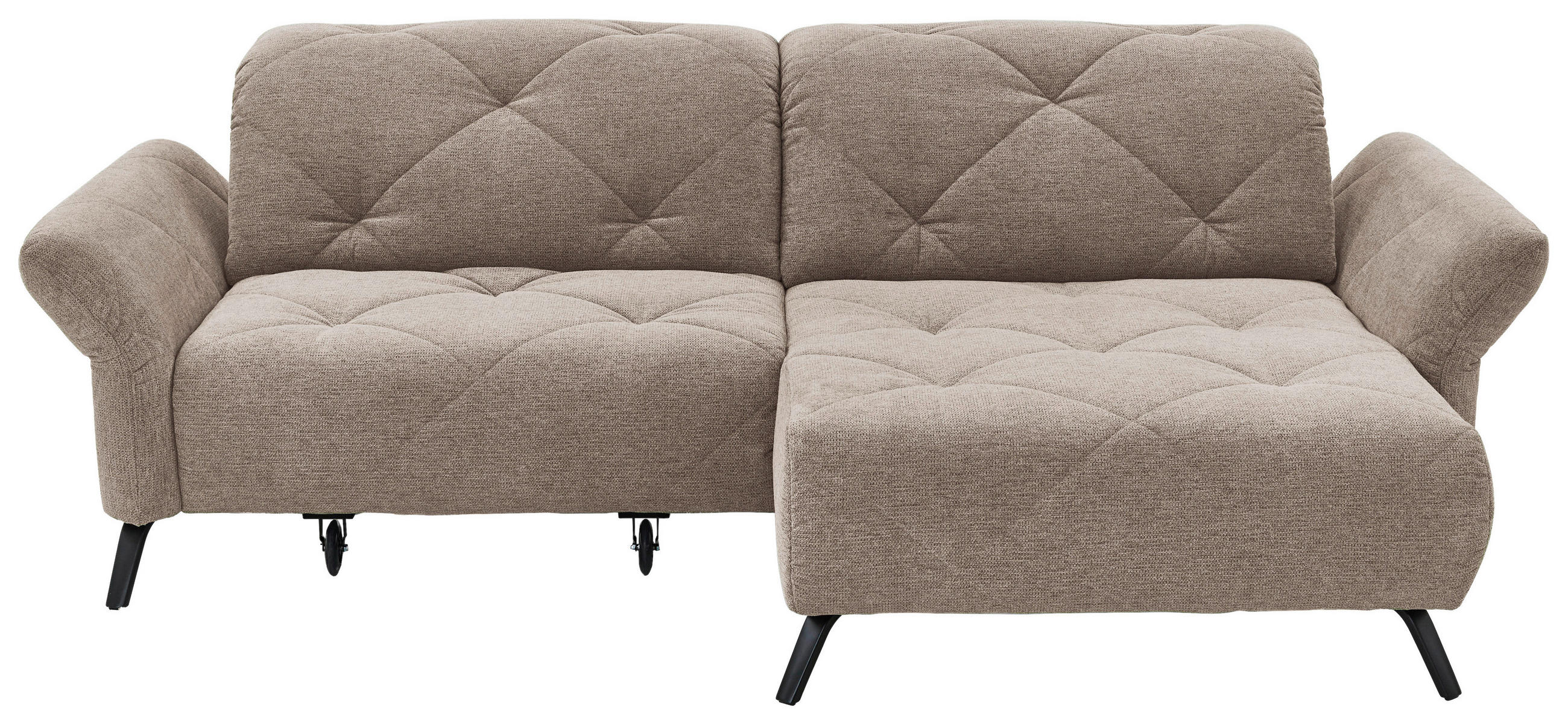 ECKSOFA inkl. Funktionen Beach Taupe Webstoff  - Taupe/Schwarz, Design, Textil/Metall (262/173cm) - Moderano