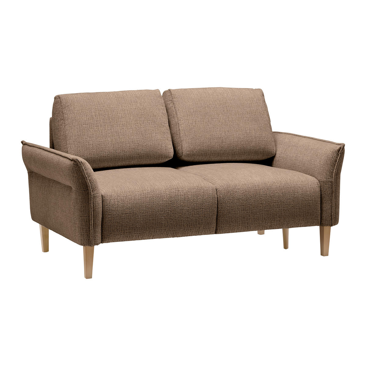 2-SITZER-SOFA in Webstoff Braun  - Eichefarben/Creme, Modern, Holz/Textil (150/85/92cm) - MID.YOU