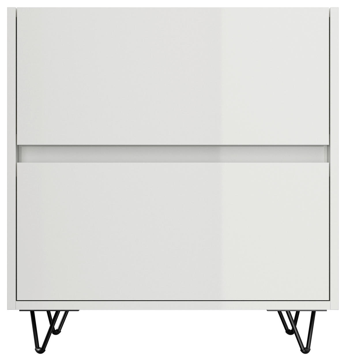 NACHTTISCH 61,2/65/42 cm  - Weiß Hochglanz/Schwarz, Basics, Holzwerkstoff/Metall (61,2/65/42cm) - MID.YOU