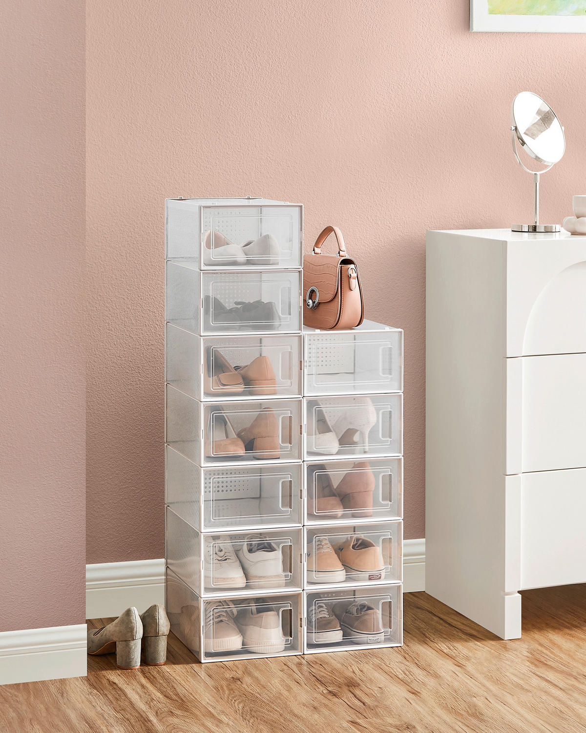 SCHUHBOX 33,5/14,3/23,2 cm  - Transparent/Weiß, Trend, Kunststoff (33,5/14,3/23,2cm) - Boxxx