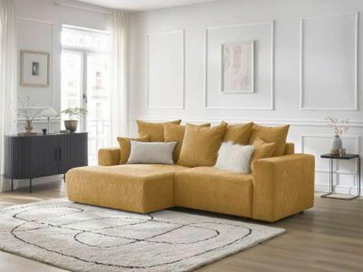 ECKSOFA Ottomane links  ATILLA Gelb Struktur  - Gelb/Schwarz, MODERN, Kunststoff/Textil (149/244cm)