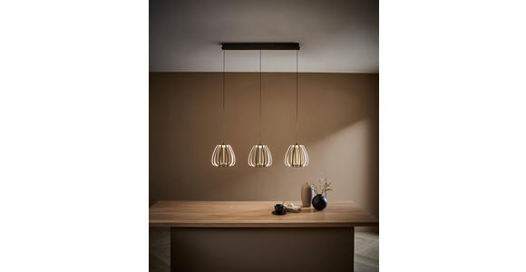 LED-HÄNGELEUCHTE 95/23/150 cm  - Goldfarben/Schwarz, Design, Kunststoff/Metall (95/23/150cm) - Novel