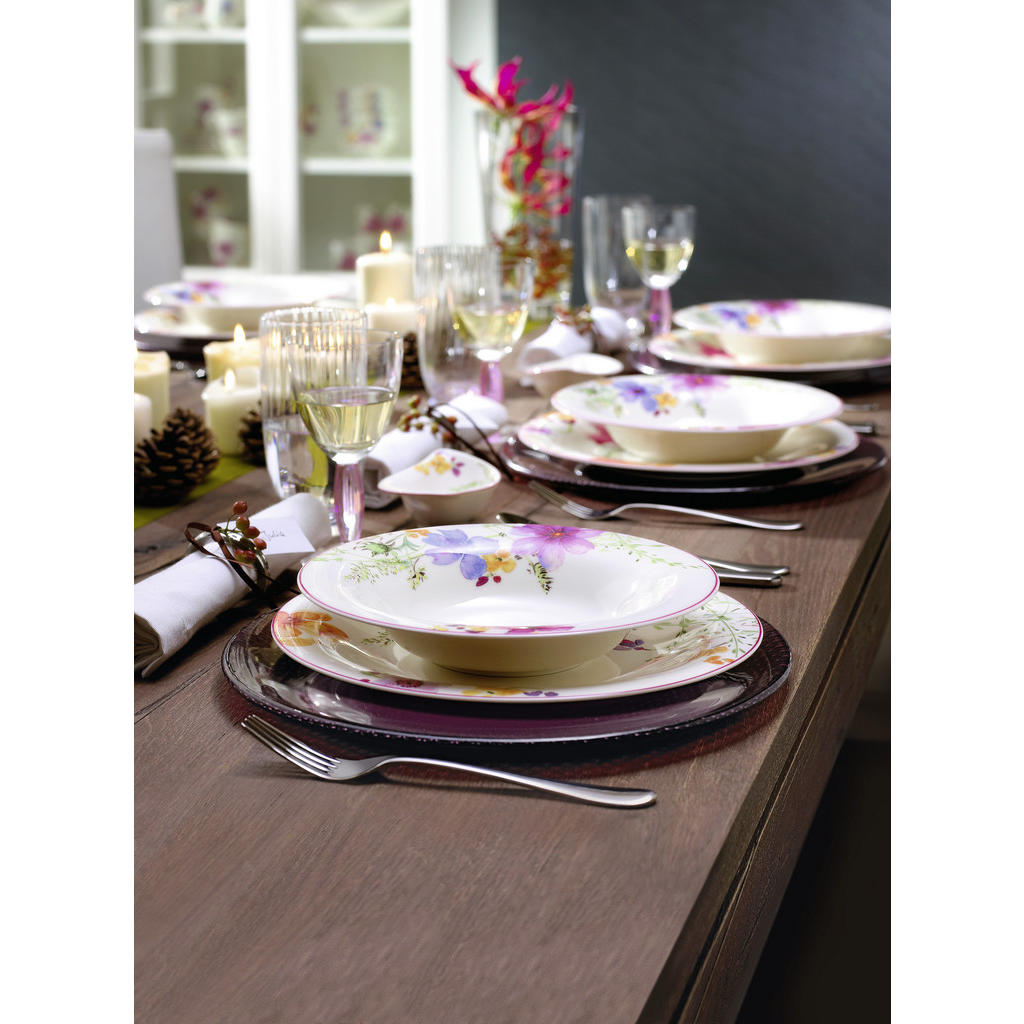 Thumbnail - Villeroy & Boch Suppenteller Mariefleur Basic, Grün, Lila, Rosa, Weiß, Keramik, Floral, rund, hitzebeständig, Essen & Tr...