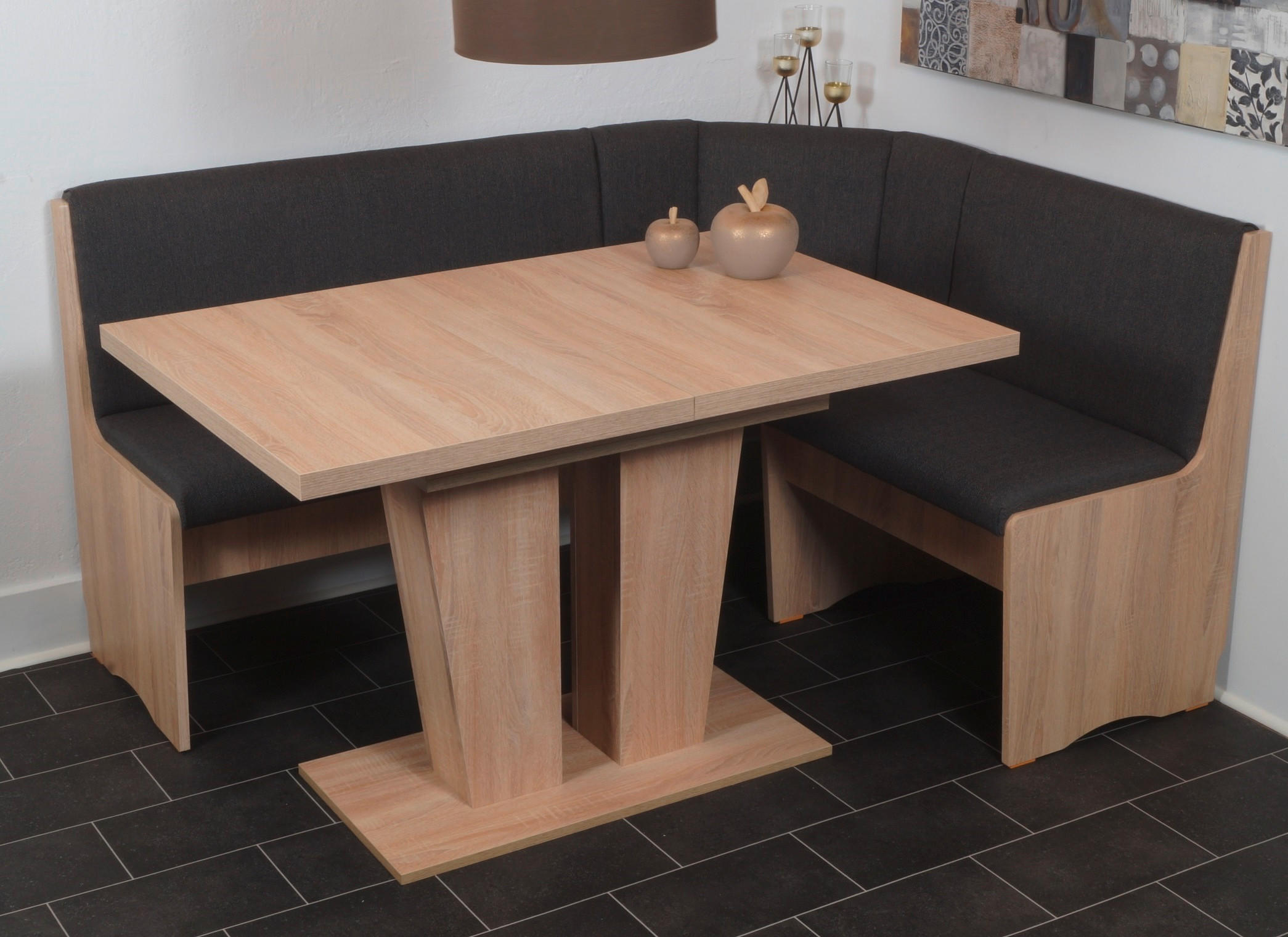 ECKBANKGRUPPE in Holzwerkstoff, Textil Sonoma Eiche, Anthrazit - Anthrazit/Sonoma Eiche, KONVENTIONELL, Holz/Holzwerkstoff (165/89/125cm) - MID.YOU