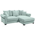 ECKSOFA Salbeigrün Cord  - Salbeigrün/Schwarz, KONVENTIONELL, Kunststoff/Textil (255/185cm) - Hom`in